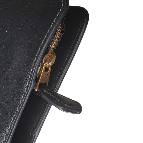 Coach Smooth Skinny Snap Tab Closure Black Leather Wallet Zip Around Logo $248 - Picture 6 of 10